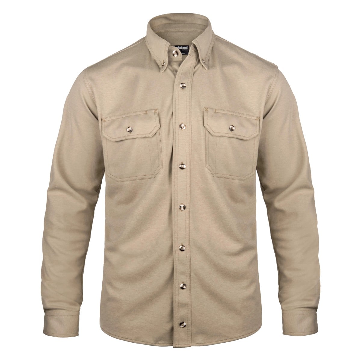 High Performance FR Knit Button-Up in Khaki